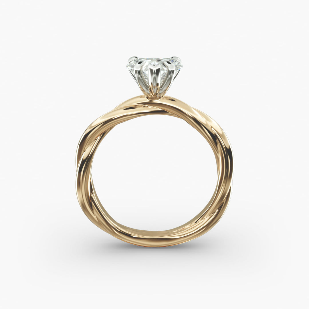 Heart Lab-Grown Diamond Ring – Twisted Rope Band | IGI Certified | 10K/14K/18K Gold