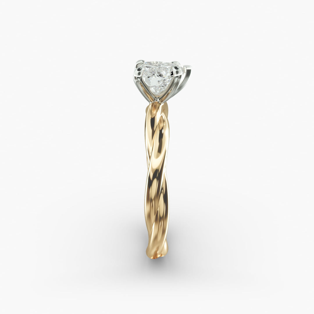 Heart Lab-Grown Diamond Ring – Twisted Rope Band | IGI Certified | 10K/14K/18K Gold