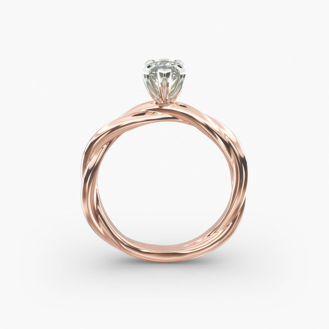 Marquise Lab-Grown Diamond Ring – Twisted Rope Band | IGI Certified | 10K/14K/18K Gold