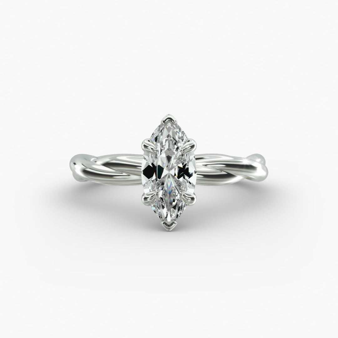 Marquise Lab-Grown Diamond Ring – Twisted Rope Band | IGI Certified | 10K/14K/18K Gold