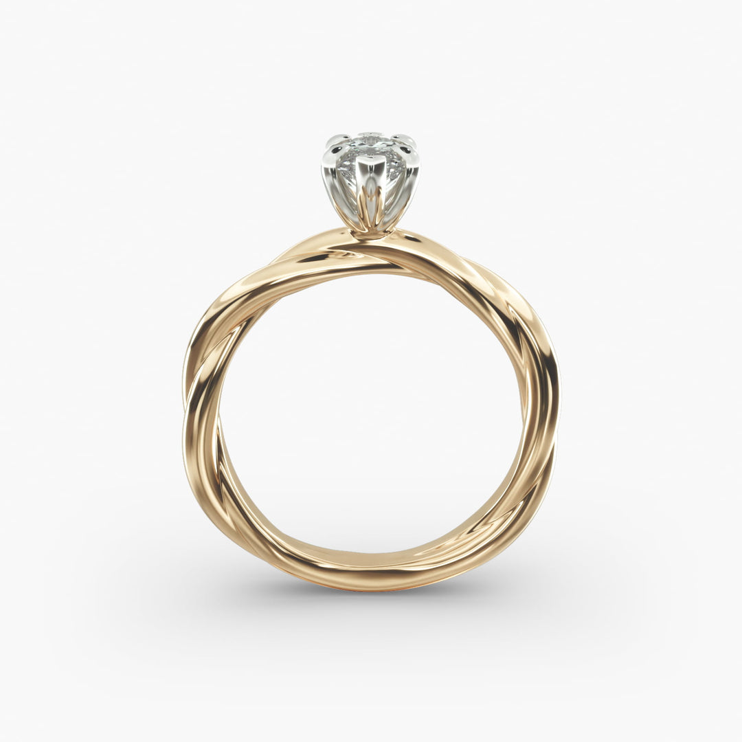 Marquise Lab-Grown Diamond Ring – Twisted Rope Band | IGI Certified | 10K/14K/18K Gold