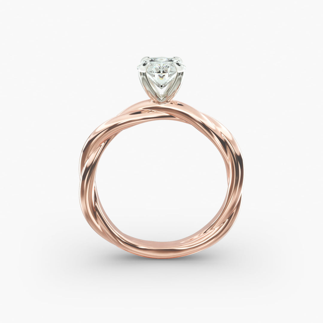 Oval Lab-Grown Diamond Ring – Double Twisted Band | IGI Certified | 10K/14K/18K Gold