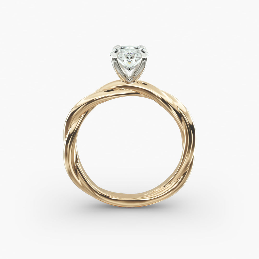 Oval Lab-Grown Diamond Ring – Double Twisted Band | IGI Certified | 10K/14K/18K Gold