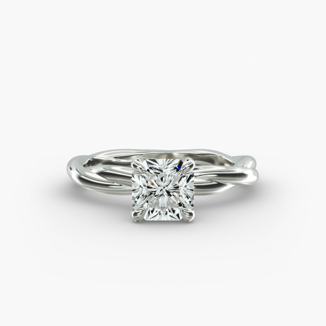 Radiant Cut Lab-Grown Diamond Twisted Band Ring | IGI Certified | 10K/14K/18K Gold