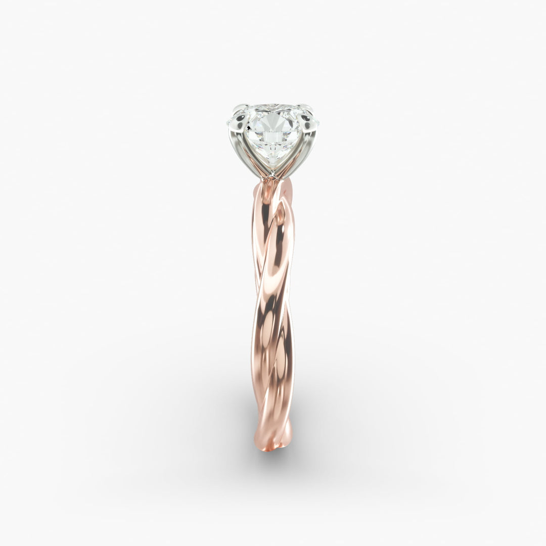 Round Brilliant Lab-Grown Diamond 4-Prong Extra-Twisted Band Ring | IGI Certified | 10K/14K/18K Gold