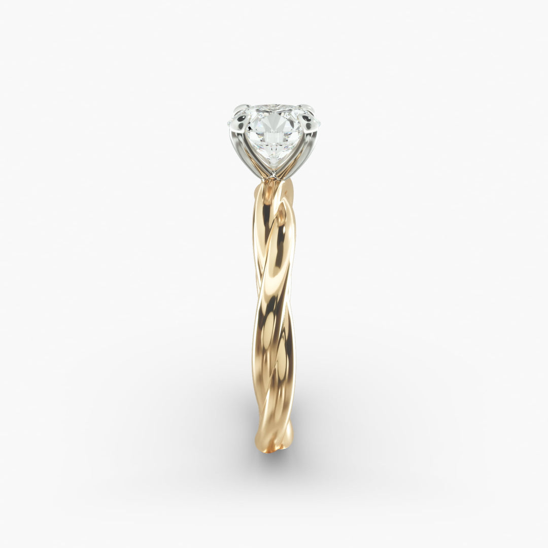 Round Brilliant Lab-Grown Diamond 4-Prong Extra-Twisted Band Ring | IGI Certified | 10K/14K/18K Gold