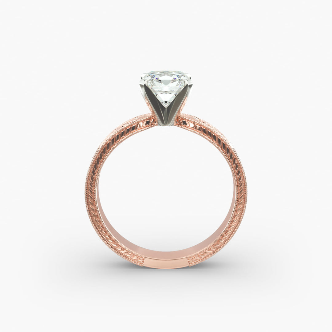 Cushion Lab-Grown Diamond Ring – Milgrain Band Design | IGI Certified | 10K/14K/18K Gold