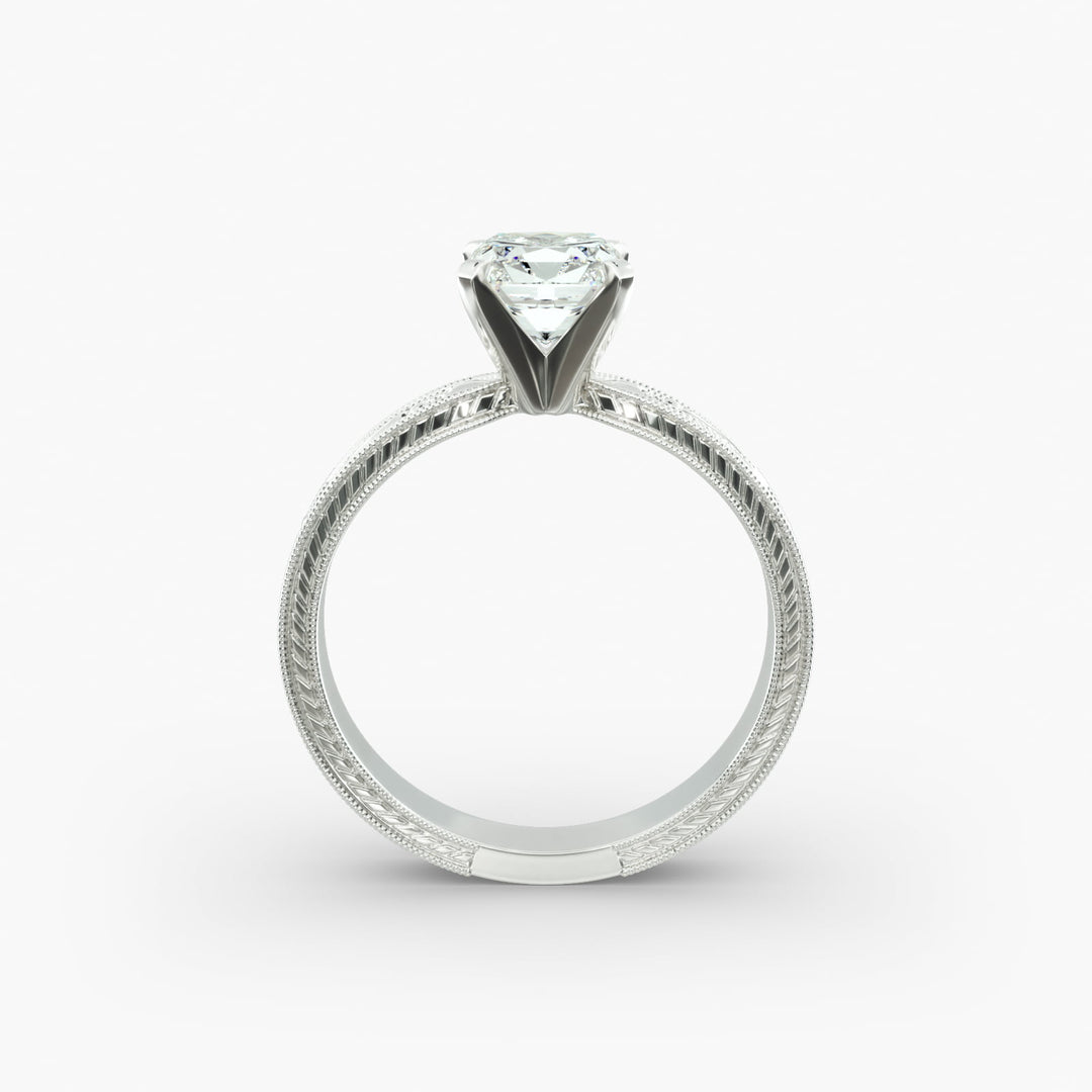 Cushion Lab-Grown Diamond Ring – Milgrain Band Design | IGI Certified | 10K/14K/18K Gold