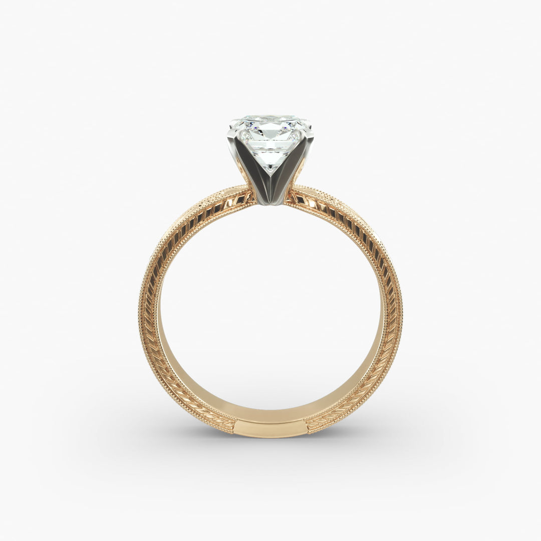Cushion Lab-Grown Diamond Ring – Milgrain Band Design | IGI Certified | 10K/14K/18K Gold
