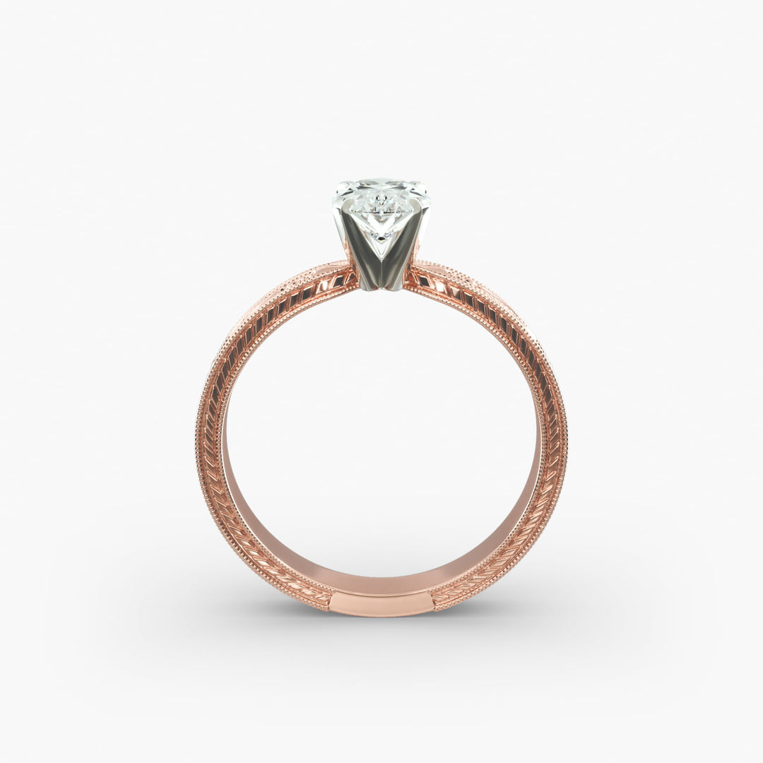 Oval Lab-Grown Diamond Ring – Milgrain Band Design | IGI Certified | 10K/14K/18K Gold
