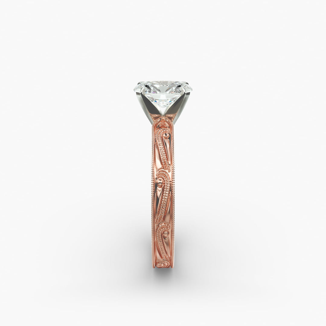 Oval Lab-Grown Diamond Ring – Milgrain Band Design | IGI Certified | 10K/14K/18K Gold