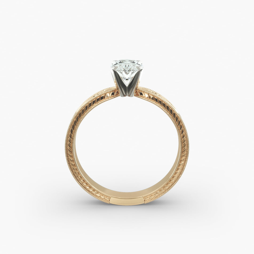 Oval Lab-Grown Diamond Ring – Milgrain Band Design | IGI Certified | 10K/14K/18K Gold