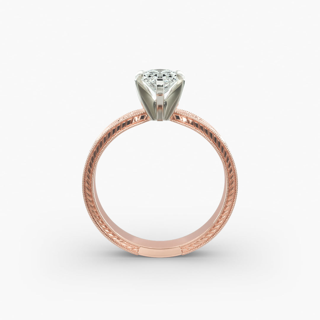Pear Lab-Grown Diamond Ring – Milgrain Band Design | IGI Certified | 10K/14K/18K Gold