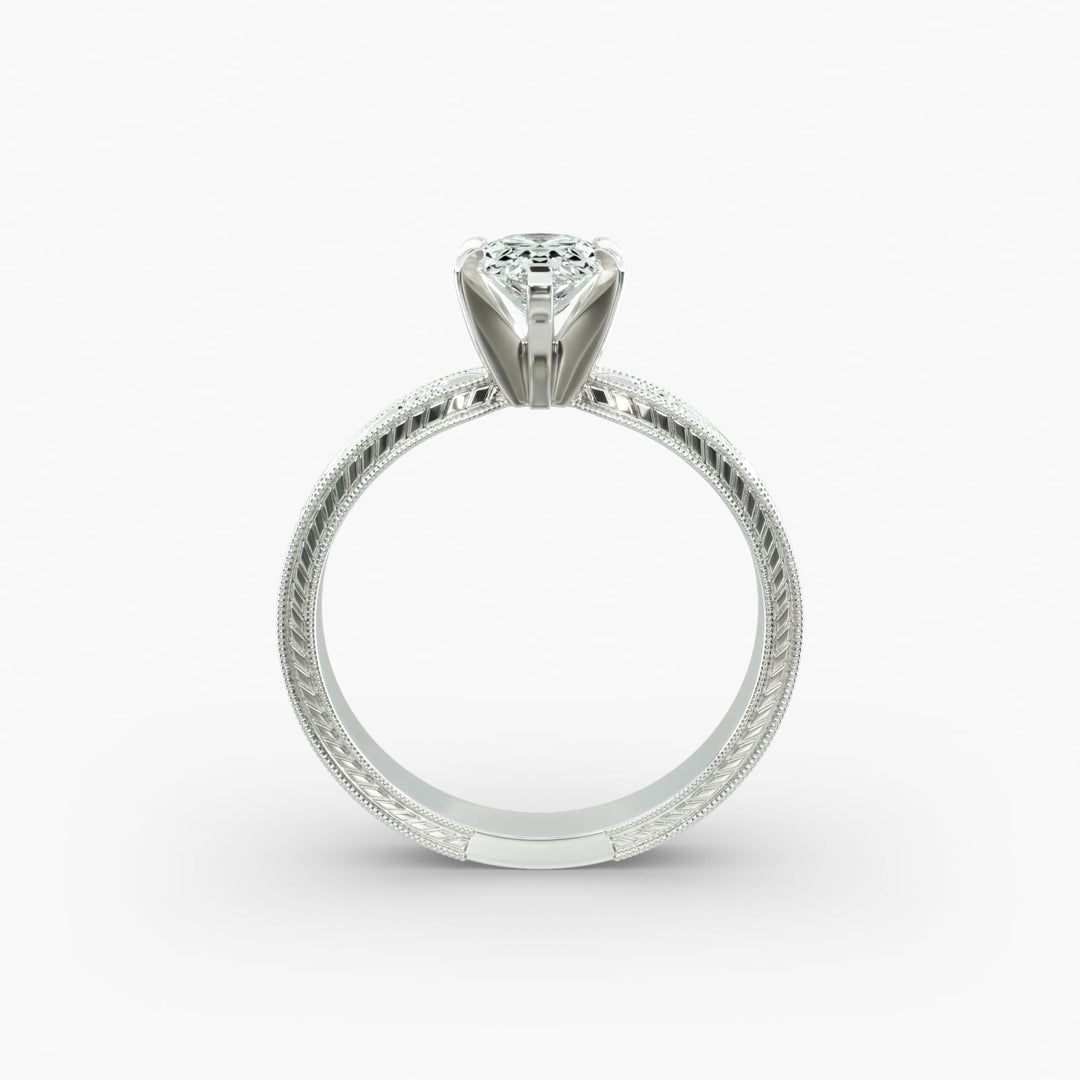 Pear Lab-Grown Diamond Ring – Milgrain Band Design | IGI Certified | 10K/14K/18K Gold