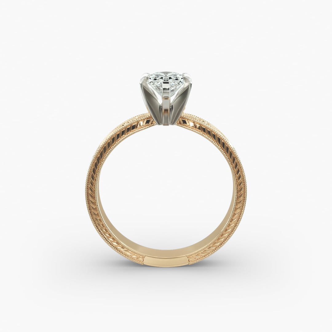 Pear Lab-Grown Diamond Ring – Milgrain Band Design | IGI Certified | 10K/14K/18K Gold
