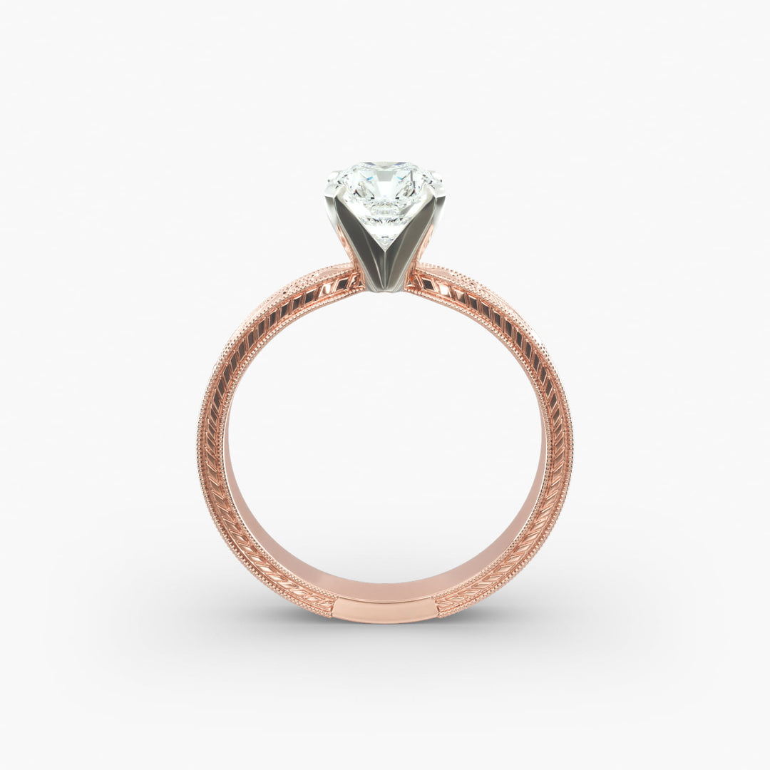 Radiant Lab-Grown Diamond Ring – Milgrain Band Design | IGI Certified | 10K/14K/18K Gold