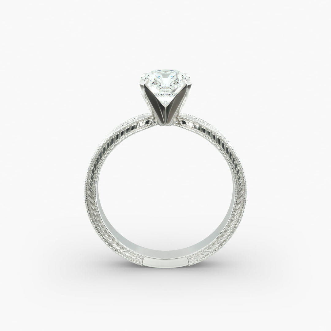 Radiant Lab-Grown Diamond Ring – Milgrain Band Design | IGI Certified | 10K/14K/18K Gold