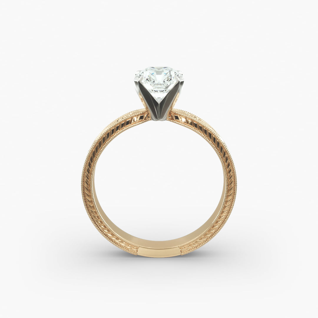 Radiant Lab-Grown Diamond Ring – Milgrain Band Design | IGI Certified | 10K/14K/18K Gold