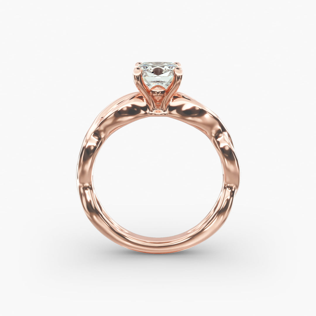 Cushion Lab-Grown Diamond Solitaire — Twisted Band | IGI Certified | 10K/14K/18K Gold
