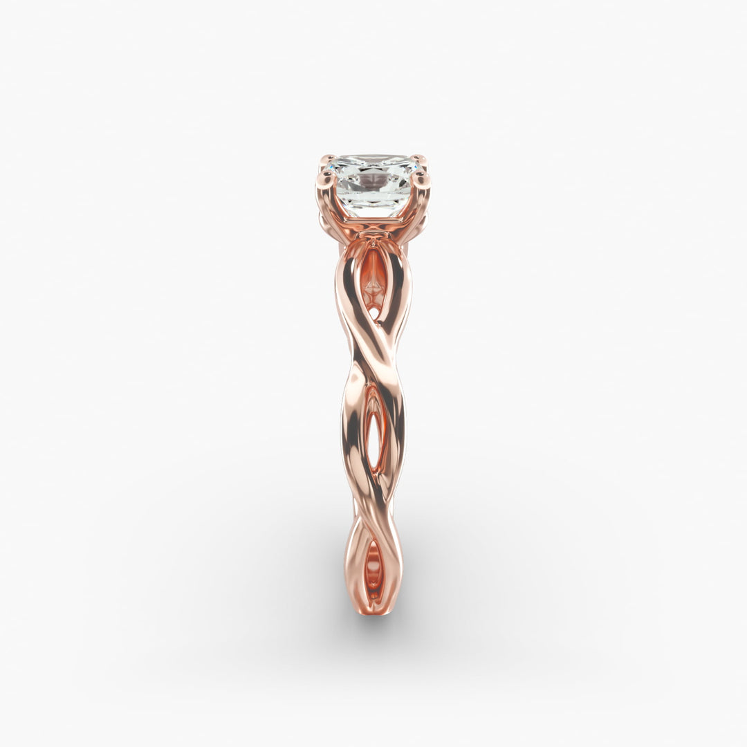 Cushion Lab-Grown Diamond Solitaire — Twisted Band | IGI Certified | 10K/14K/18K Gold