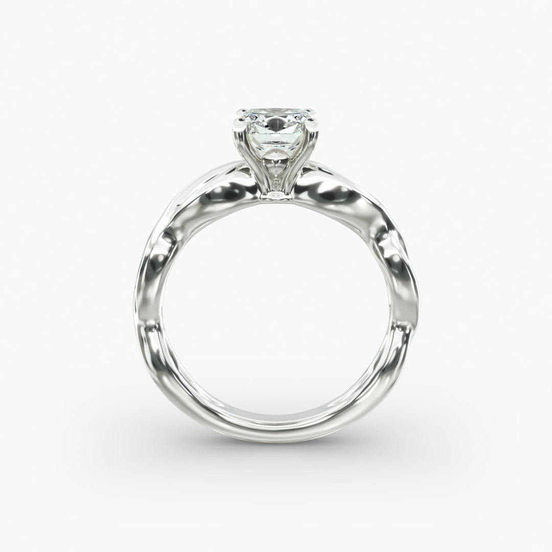 Cushion Lab-Grown Diamond Solitaire — Twisted Band | IGI Certified | 10K/14K/18K Gold