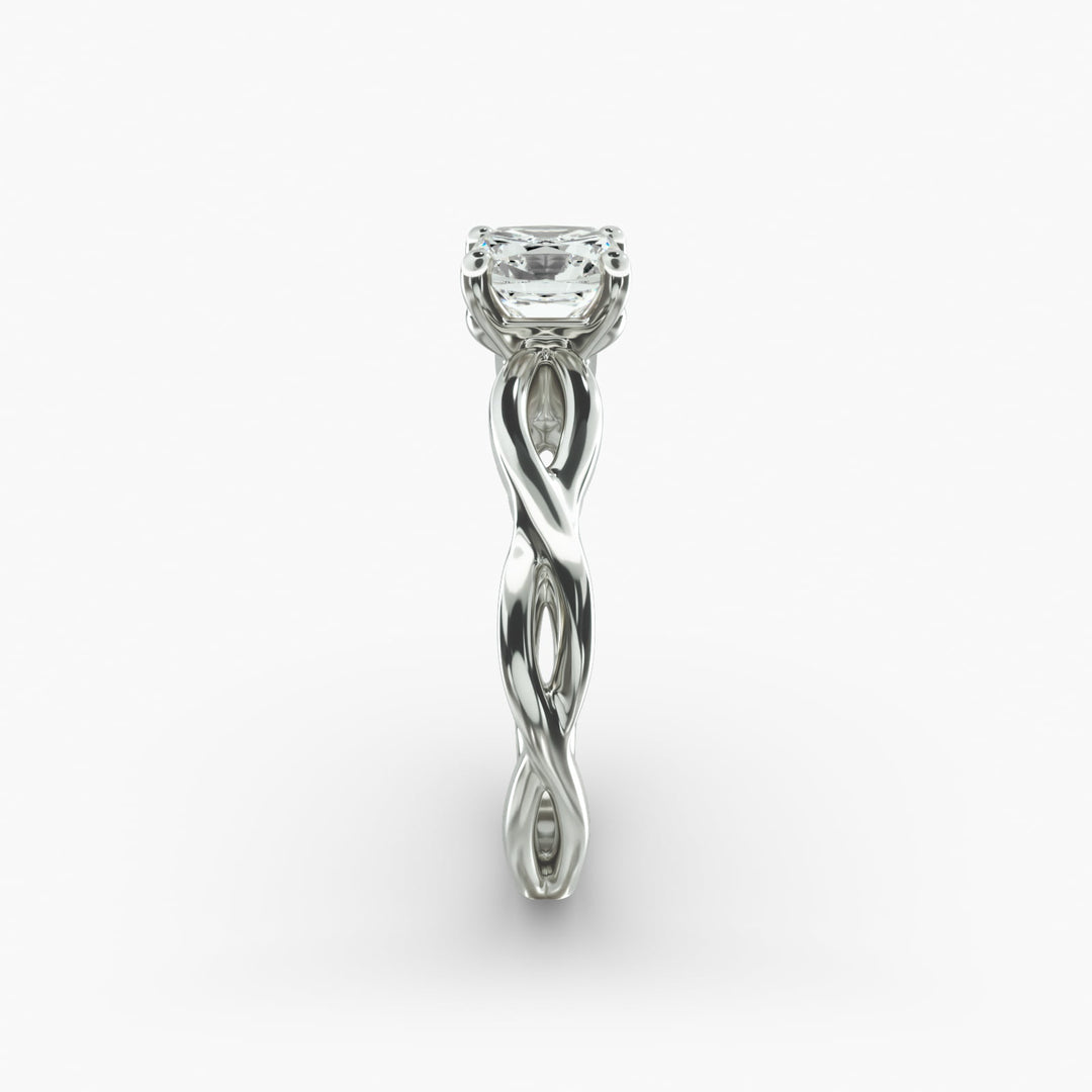 Cushion Lab-Grown Diamond Solitaire — Twisted Band | IGI Certified | 10K/14K/18K Gold