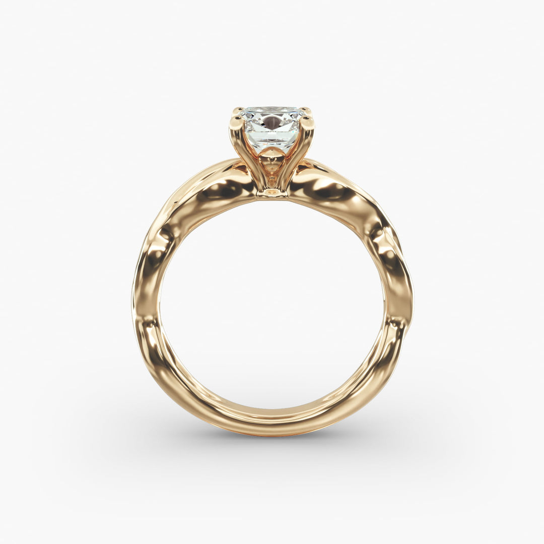 Cushion Lab-Grown Diamond Solitaire — Twisted Band | IGI Certified | 10K/14K/18K Gold