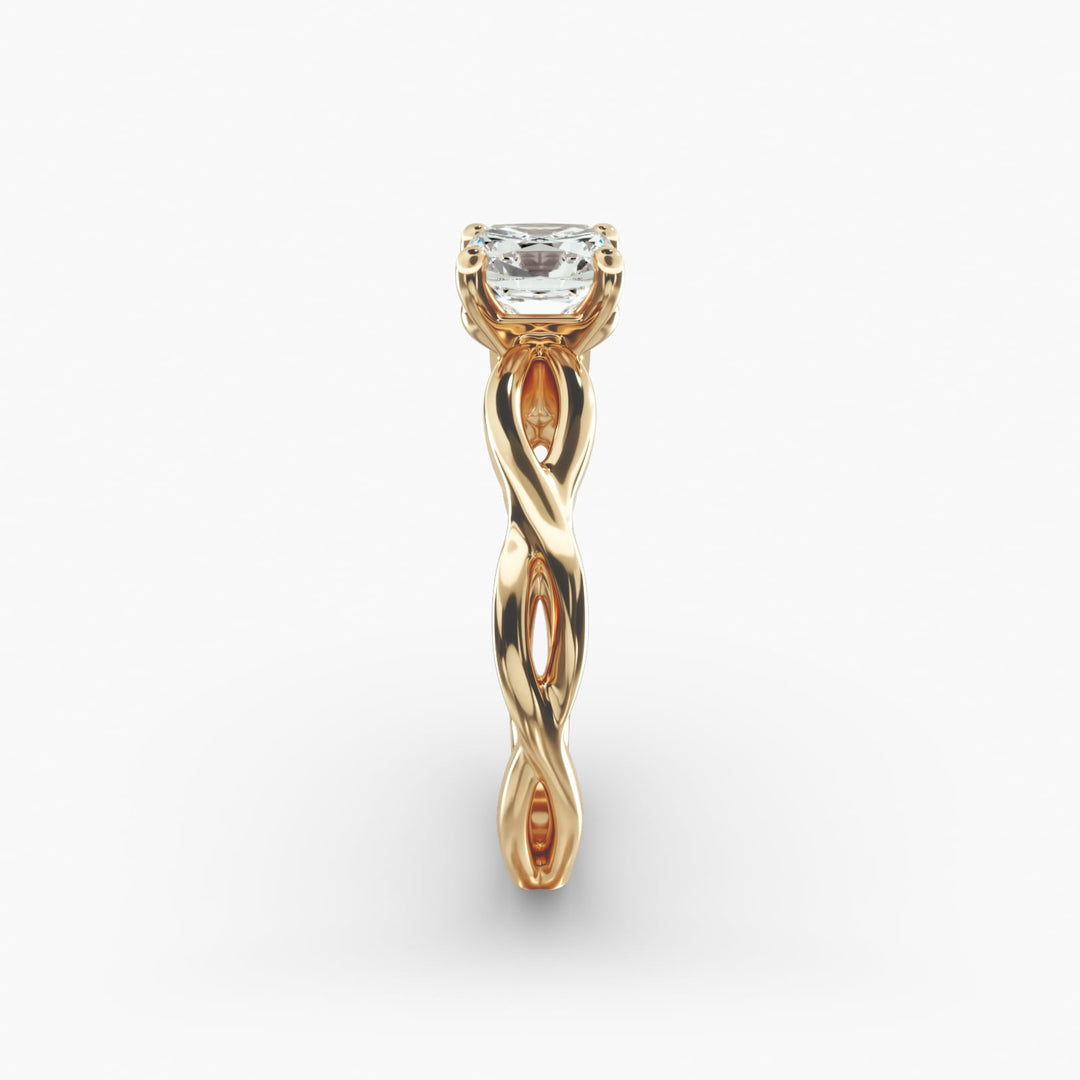 Cushion Lab-Grown Diamond Solitaire — Twisted Band | IGI Certified | 10K/14K/18K Gold