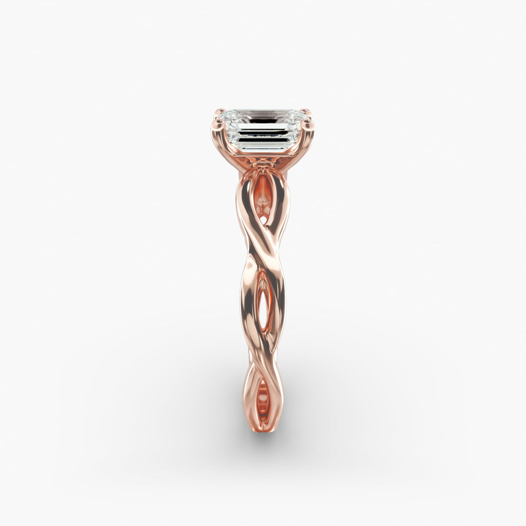 Emerald Cut Lab-Grown Diamond Twisted Band Ring | IGI Certified | 10K/14K/18K Gold