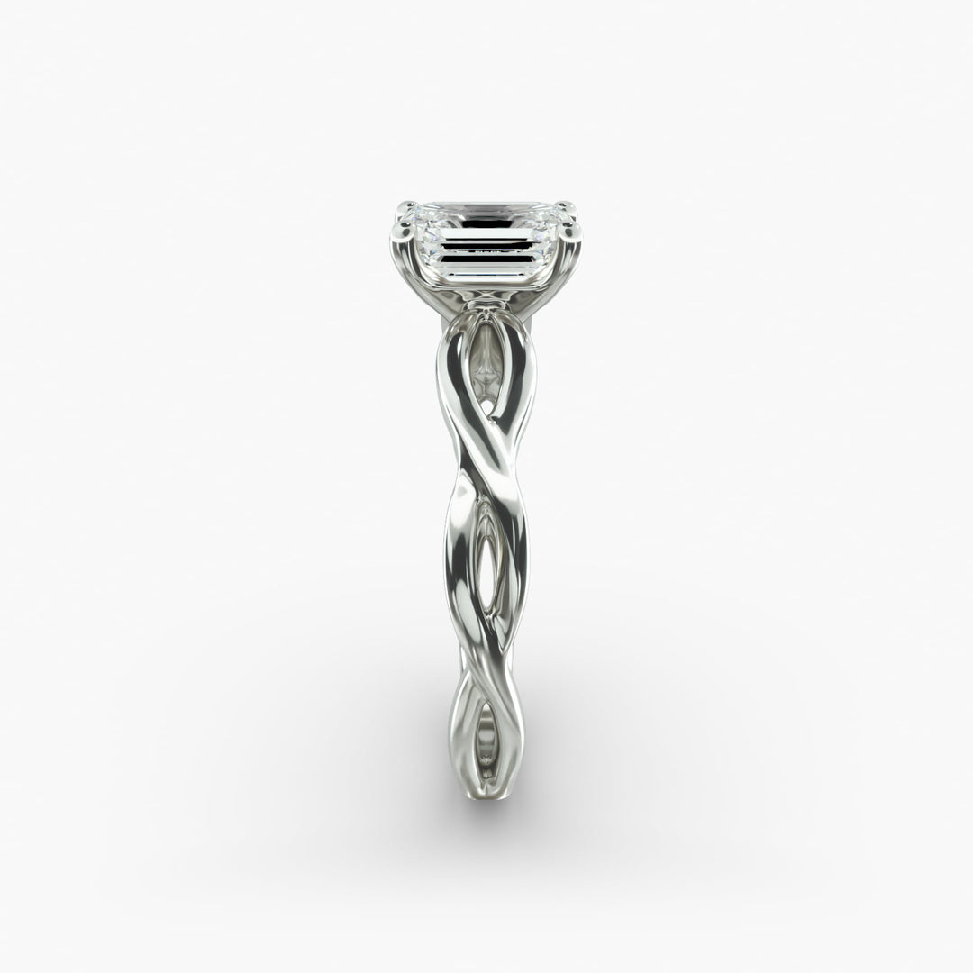 Emerald Cut Lab-Grown Diamond Twisted Band Ring | IGI Certified | 10K/14K/18K Gold