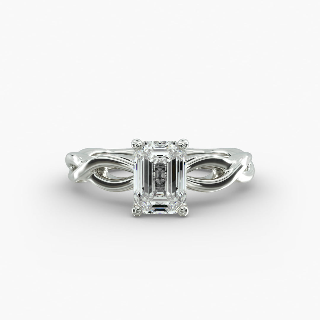 Emerald Cut Lab-Grown Diamond Twisted Band Ring | IGI Certified | 10K/14K/18K Gold