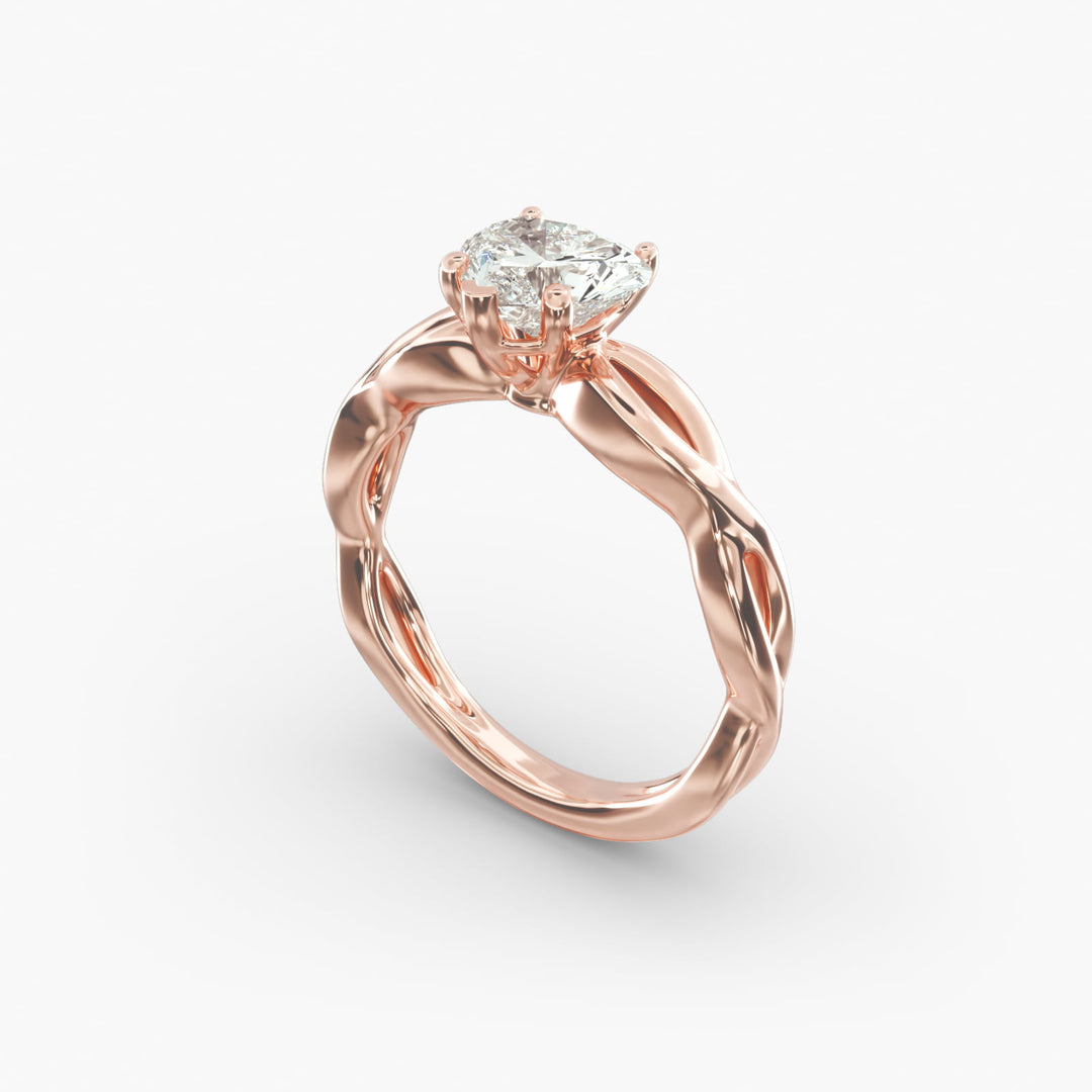 Heart Lab-Grown Diamond Ring – 5-Prong Twisted Band | IGI Certified | 10K/14K/18K Gold