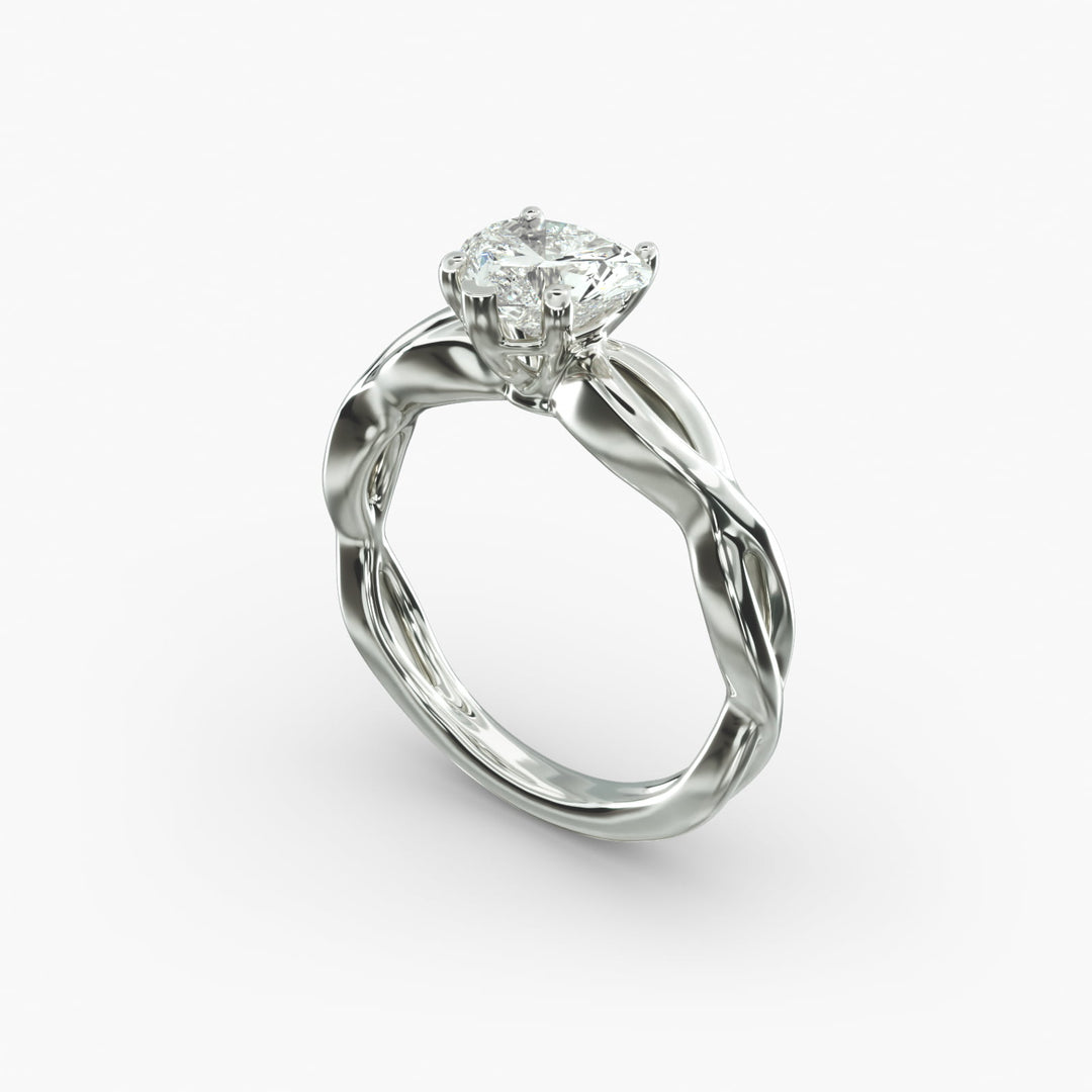 Heart Lab-Grown Diamond Ring – 5-Prong Twisted Band | IGI Certified | 10K/14K/18K Gold