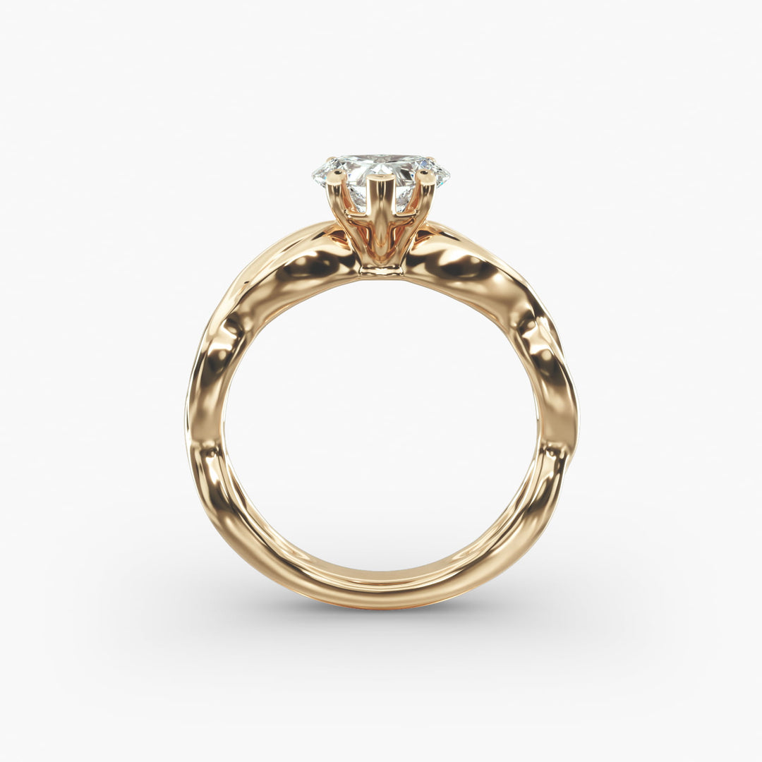 Heart Lab-Grown Diamond Ring – 5-Prong Twisted Band | IGI Certified | 10K/14K/18K Gold
