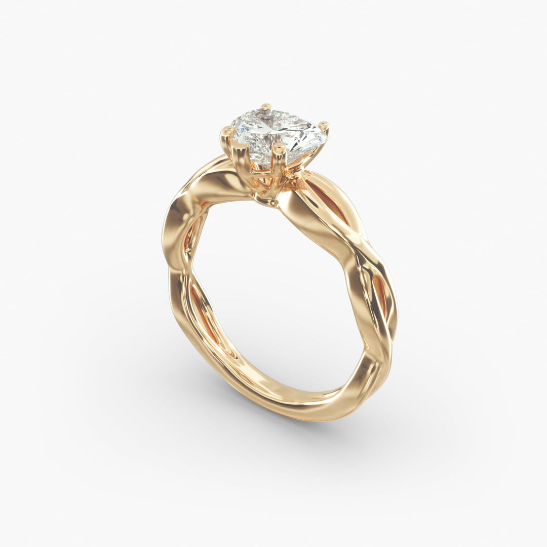 Heart Lab-Grown Diamond Ring – 5-Prong Twisted Band | IGI Certified | 10K/14K/18K Gold