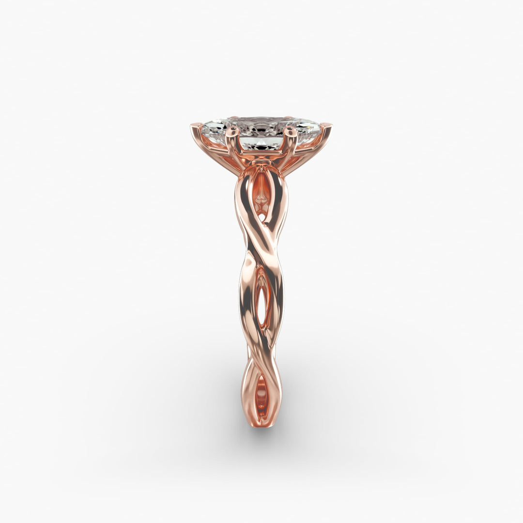 Marquise Lab-Grown Diamond Ring – Twisted Band Design | IGI Certified | 10K/14K/18K Gold
