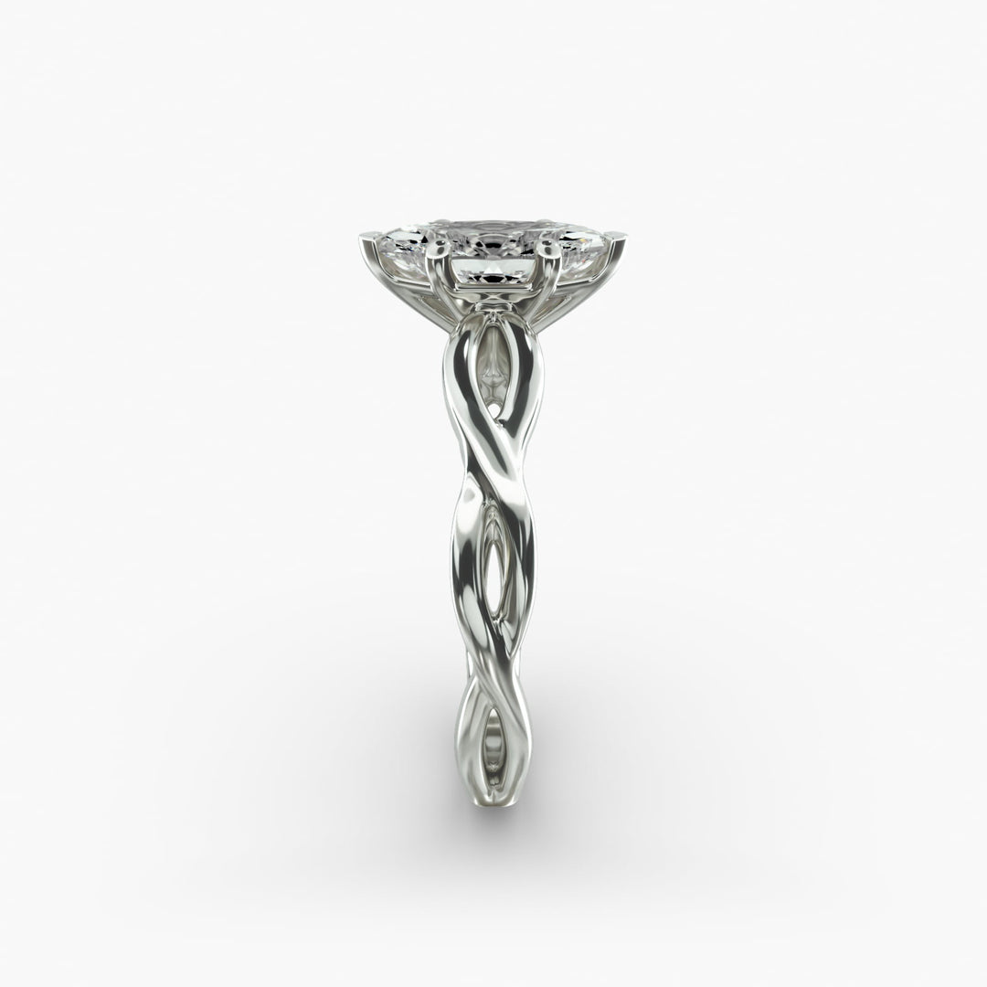 Marquise Lab-Grown Diamond Ring – Twisted Band Design | IGI Certified | 10K/14K/18K Gold