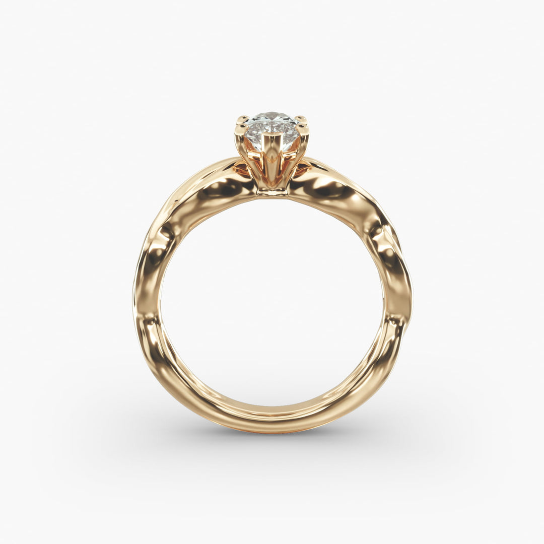 Marquise Lab-Grown Diamond Ring – Twisted Band Design | IGI Certified | 10K/14K/18K Gold
