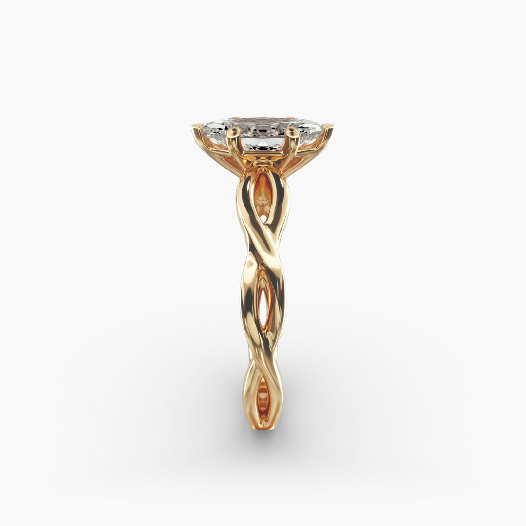 Marquise Lab-Grown Diamond Ring – Twisted Band Design | IGI Certified | 10K/14K/18K Gold