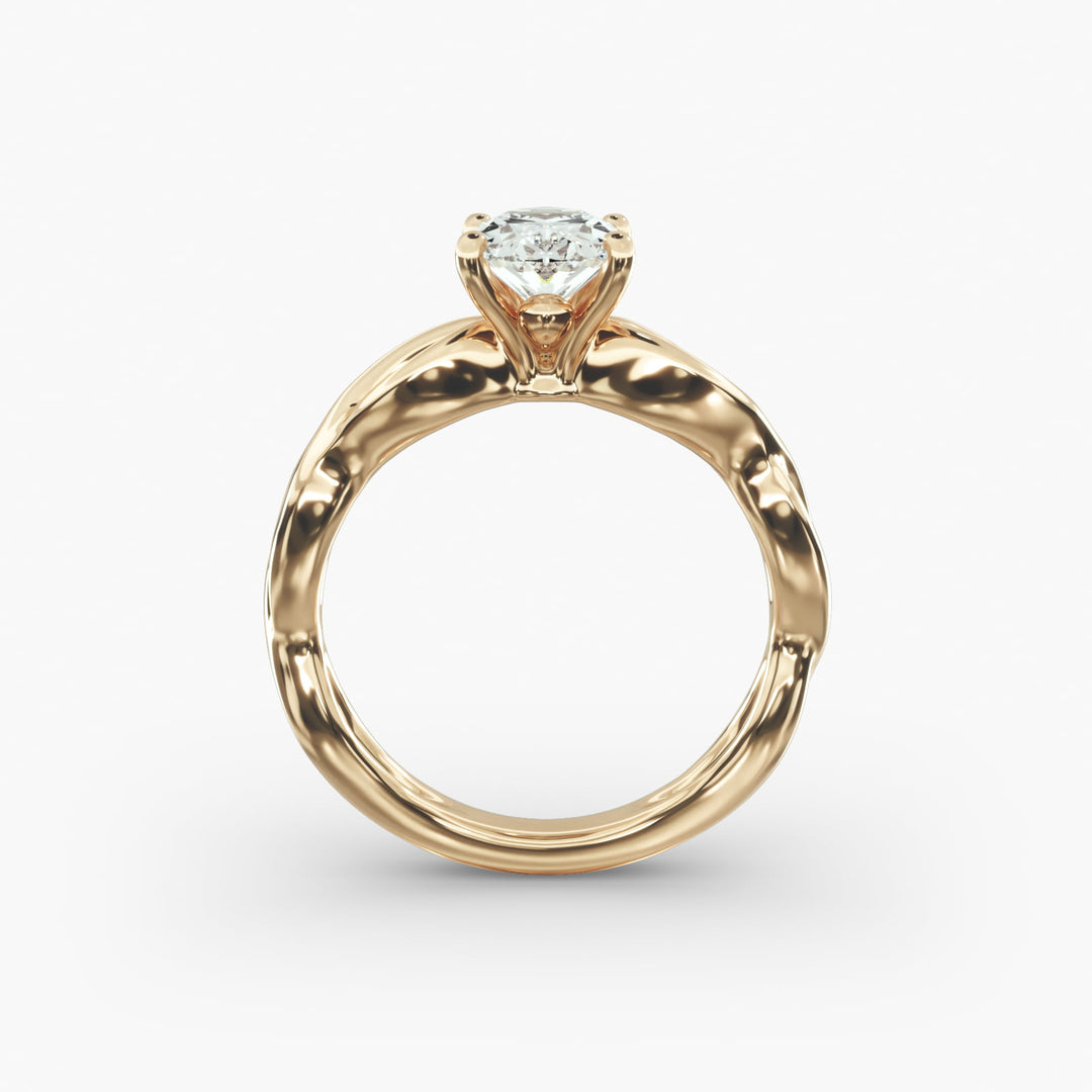 Oval Lab-Grown Diamond Ring – Twisted Band Design | IGI Certified | 10K/14K/18K Gold