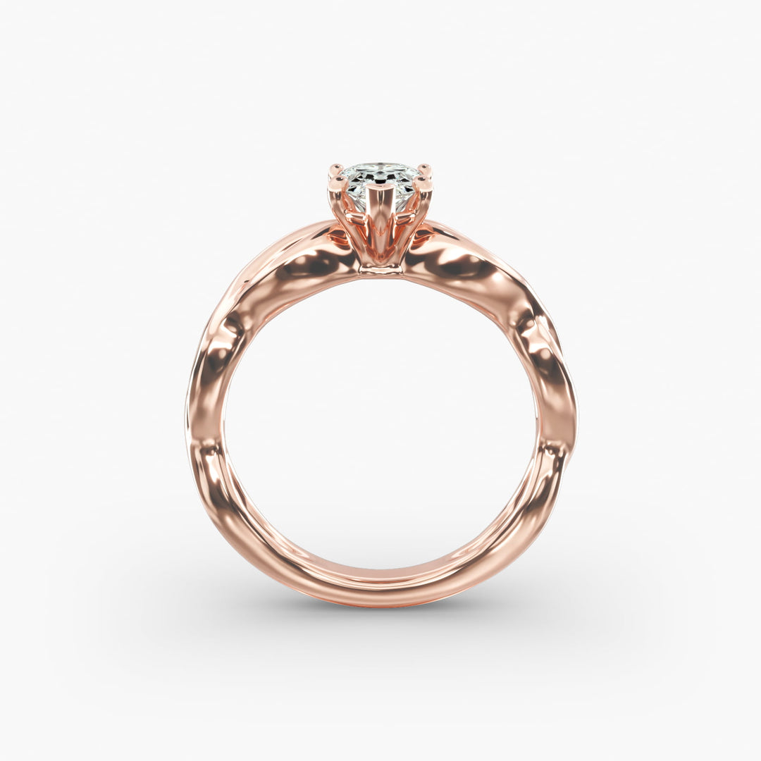 Pear Shape Lab-Grown Diamond Twisted Band Ring | IGI Certified | 10K/14K/18K Gold