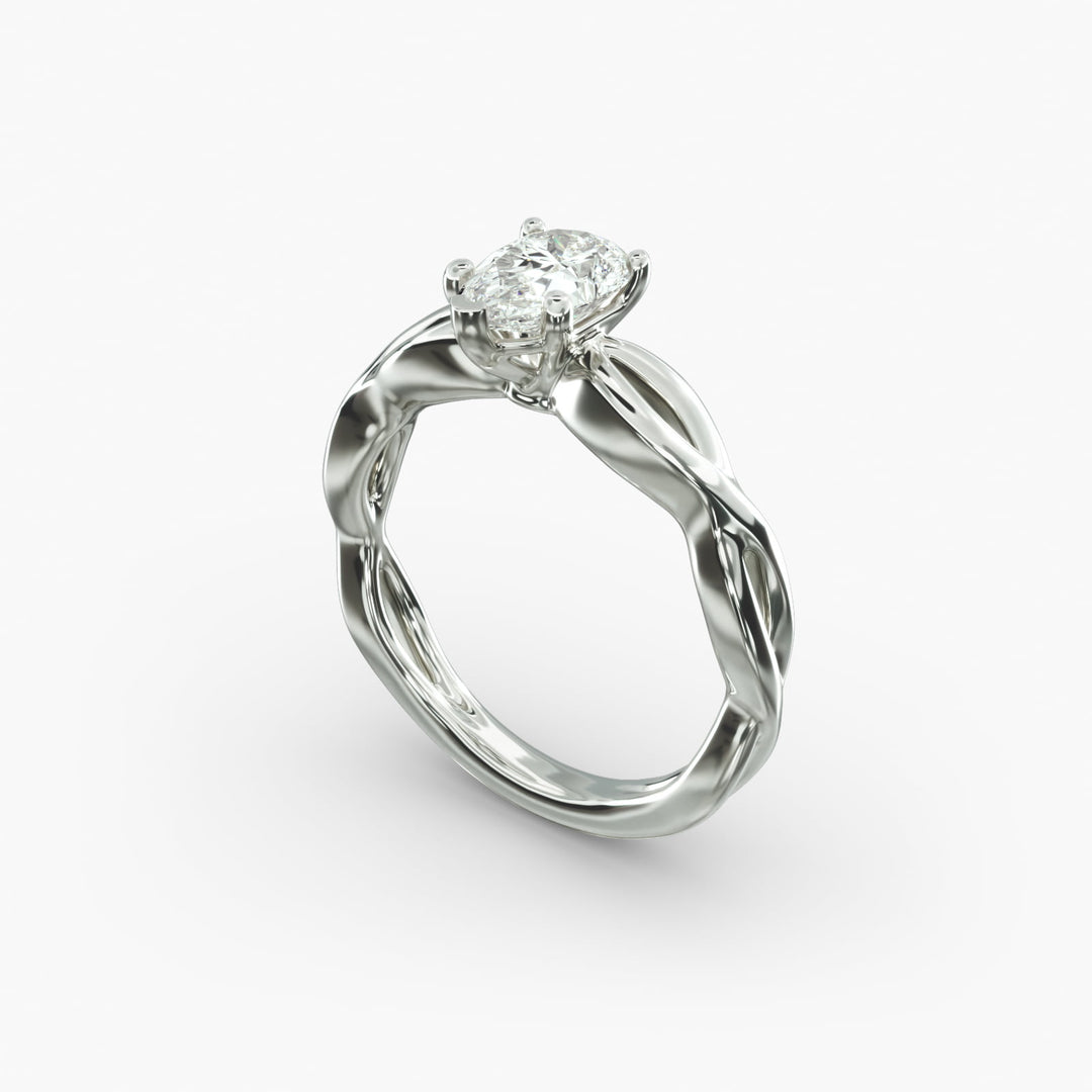 Pear Shape Lab-Grown Diamond Twisted Band Ring | IGI Certified | 10K/14K/18K Gold