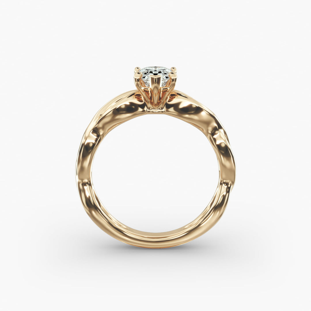 Pear Shape Lab-Grown Diamond Twisted Band Ring | IGI Certified | 10K/14K/18K Gold