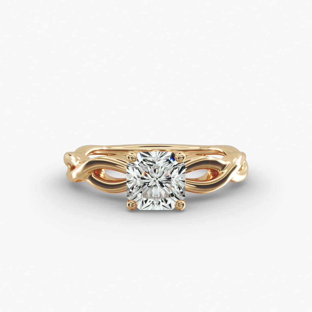 Radiant Cut Lab-Grown Diamond Twisted Engagement Ring | IGI Certified | 10K/14K/18K Gold