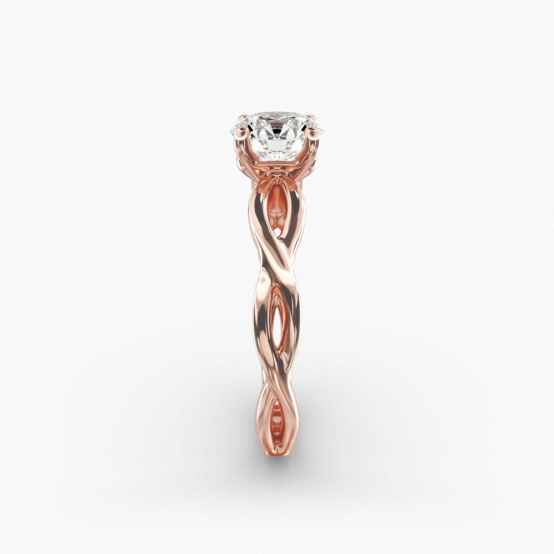 Round Brilliant Lab-Grown Diamond 4-Prong Twisted Band Ring | IGI Certified | 10K/14K/18K Gold
