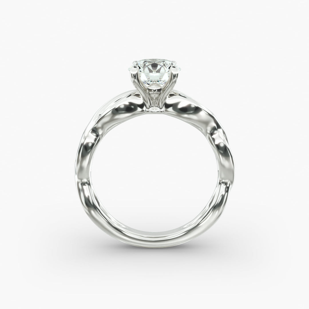 Round Brilliant Lab-Grown Diamond 4-Prong Twisted Band Ring | IGI Certified | 10K/14K/18K Gold