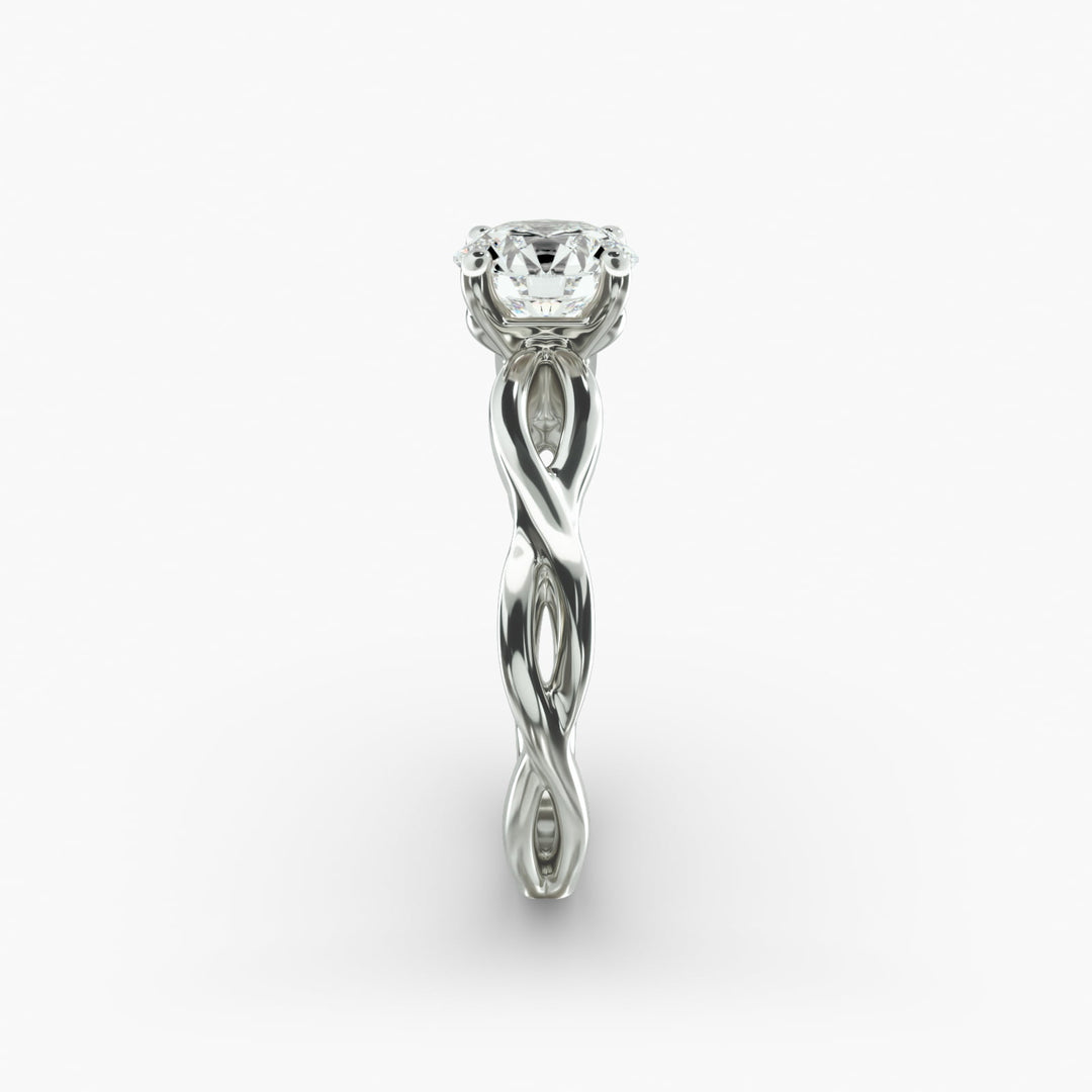 Round Brilliant Lab-Grown Diamond 4-Prong Twisted Band Ring | IGI Certified | 10K/14K/18K Gold