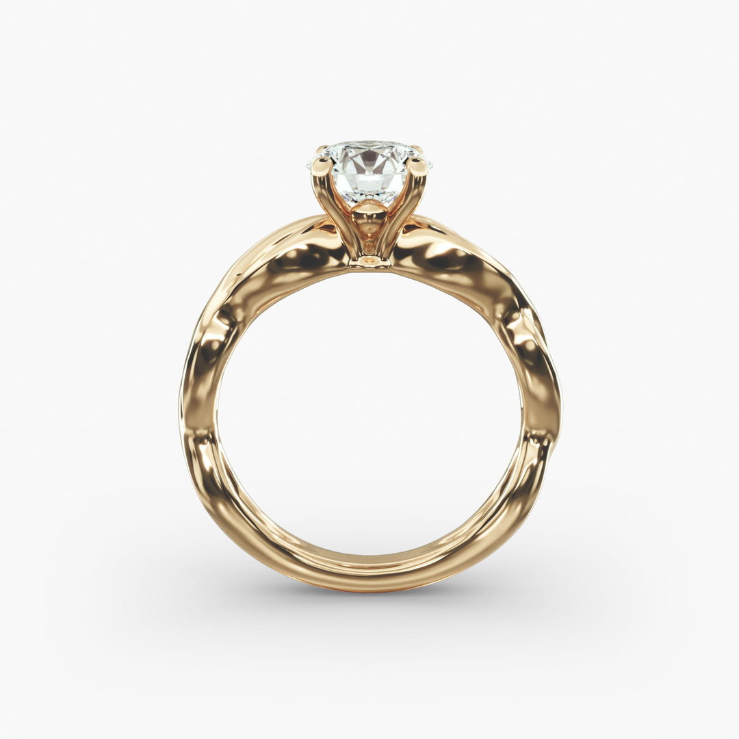 Round Brilliant Lab-Grown Diamond 4-Prong Twisted Band Ring | IGI Certified | 10K/14K/18K Gold