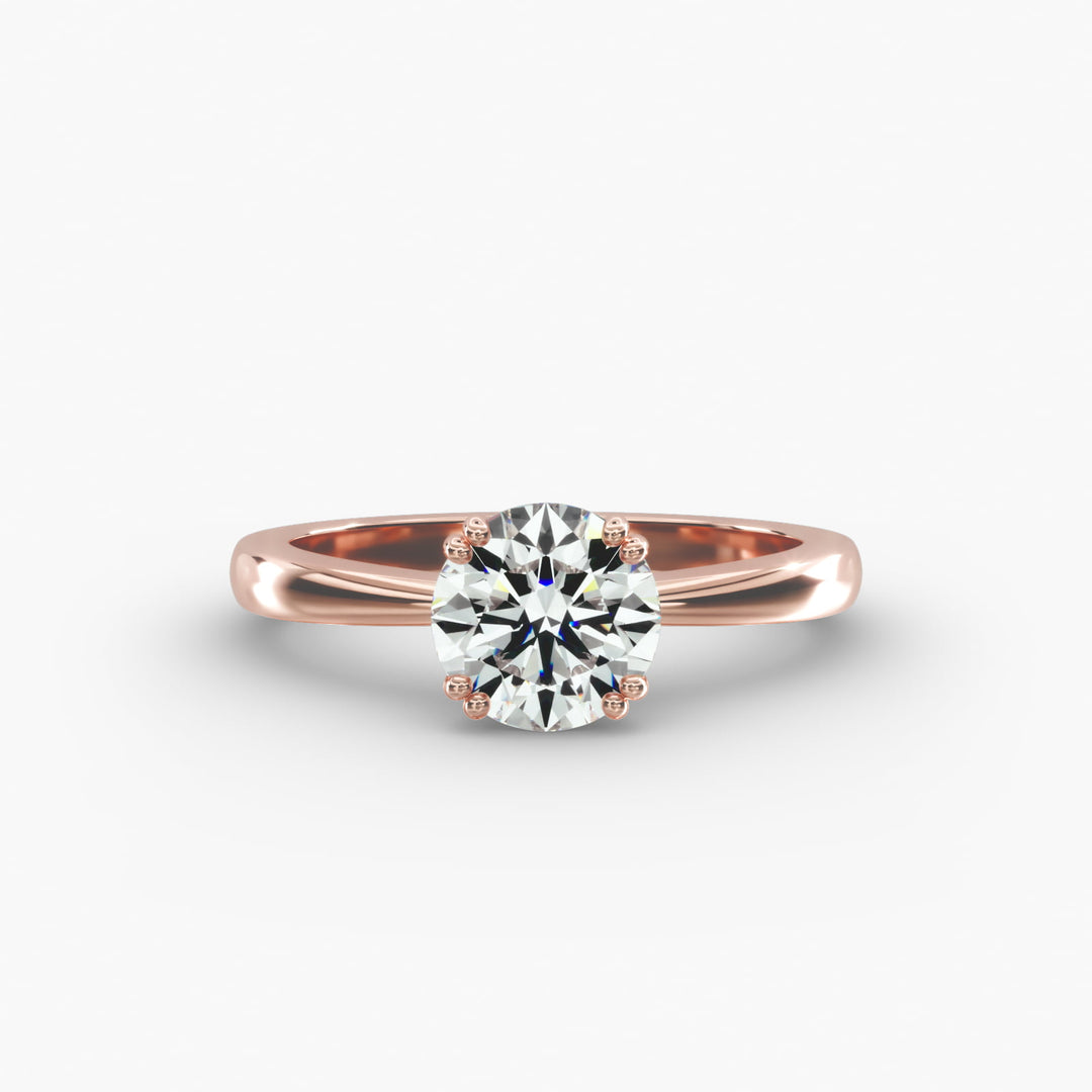Round Cut Lab-Grown Diamond Solitaire Ring — 8 Prong | IGI Certified | 10K/14K/18K Gold