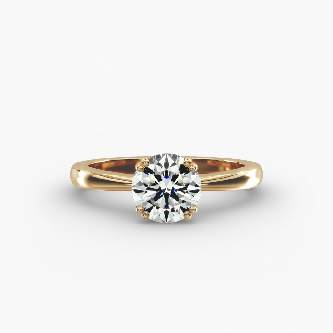 Round Cut Lab-Grown Diamond Solitaire Ring — 8 Prong | IGI Certified | 10K/14K/18K Gold